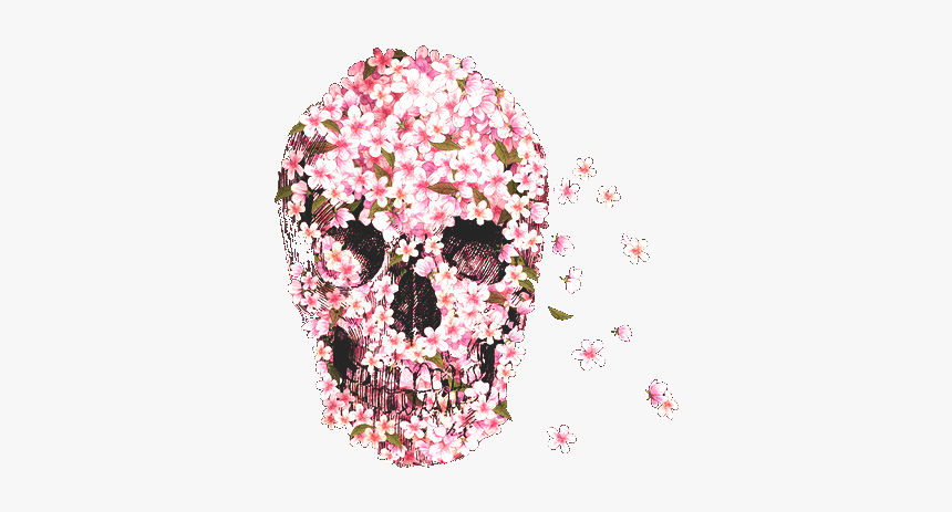 Flowers, Skull, And Pink Image - Skull Pink, HD Png Download