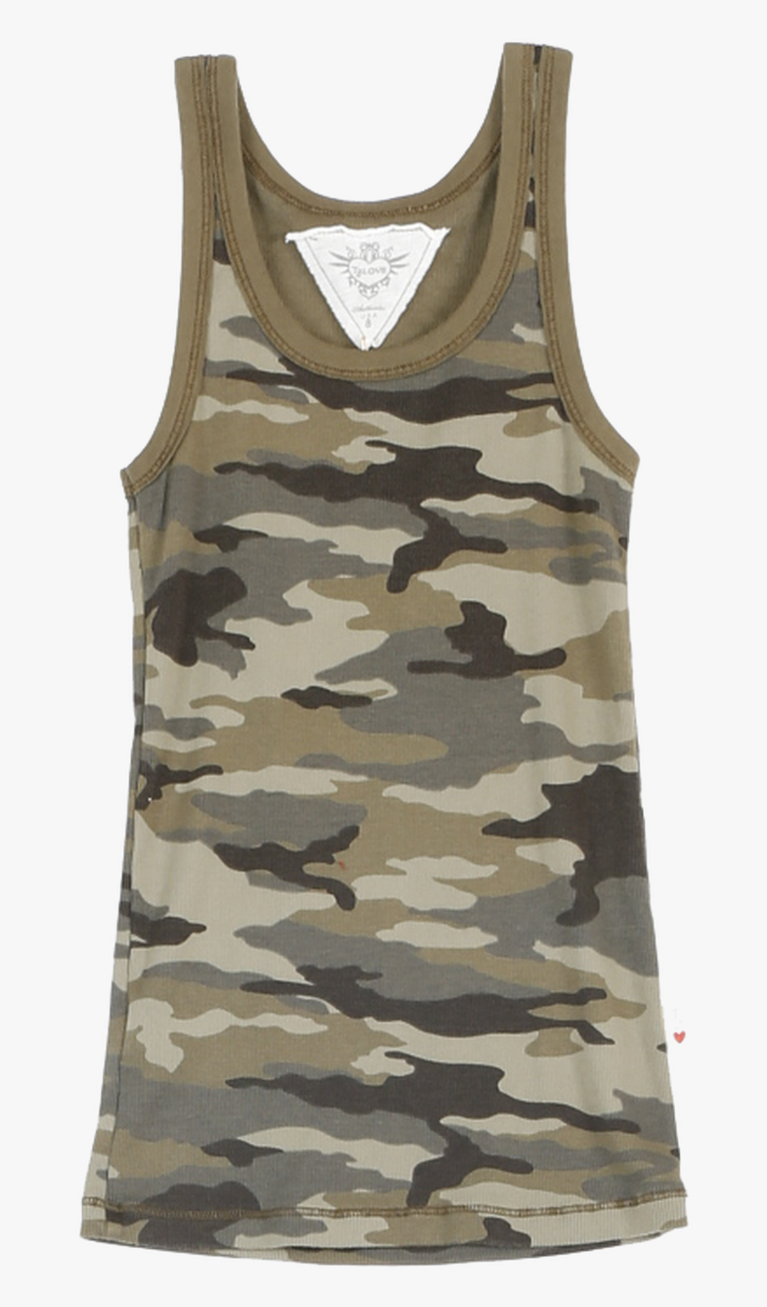 Olive Camo Print Modal Lycra Beater Tank - Vest, HD Png Download