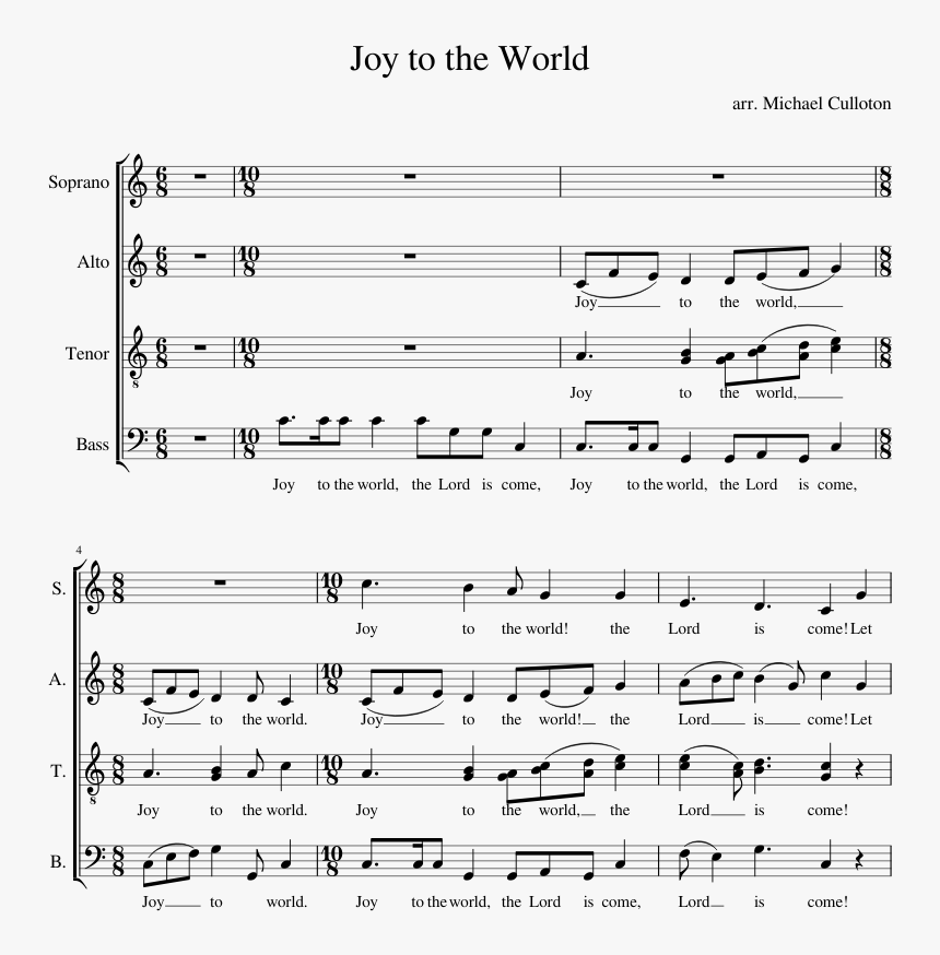 Transparent Joy To The World Png - Sheet Music, Png Download