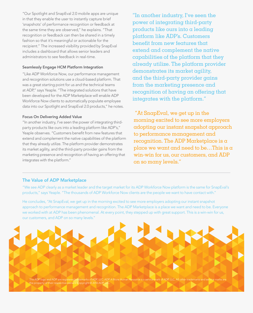 Adp Snapeval Testimonial - Brochure, HD Png Download