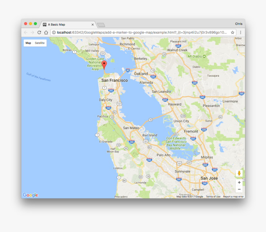 Map With A Marker On The Golden Gate Bridge - San Francisco City Boundary, HD Png Download
