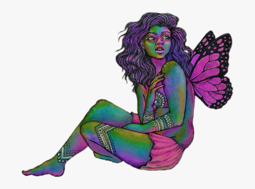 #trippy #psychedelic #faerie #fairy #fantasy #butterfly - Fairy, HD Png Download
