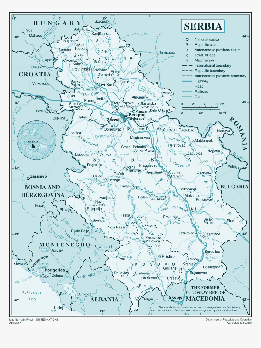 Serbia Large Map - Map Of Serbia, HD Png Download