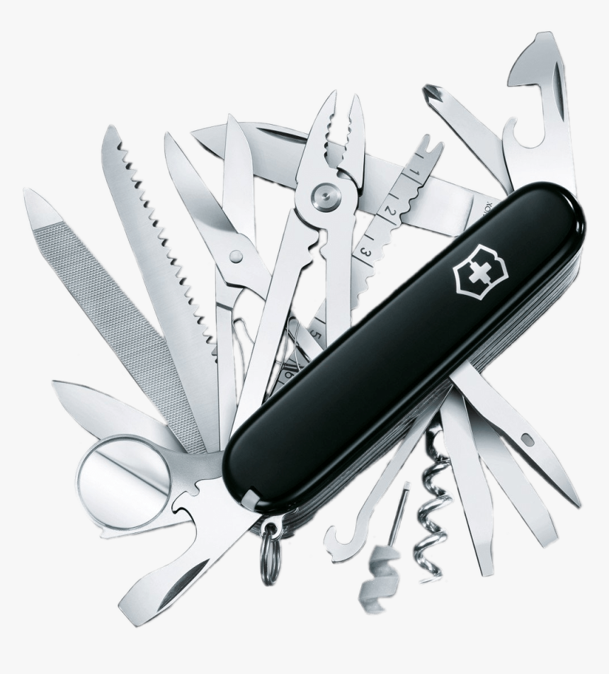 Victorinox Black Swiss Army Knife All Tools - Swiss Army Knife Transparent, HD Png Download