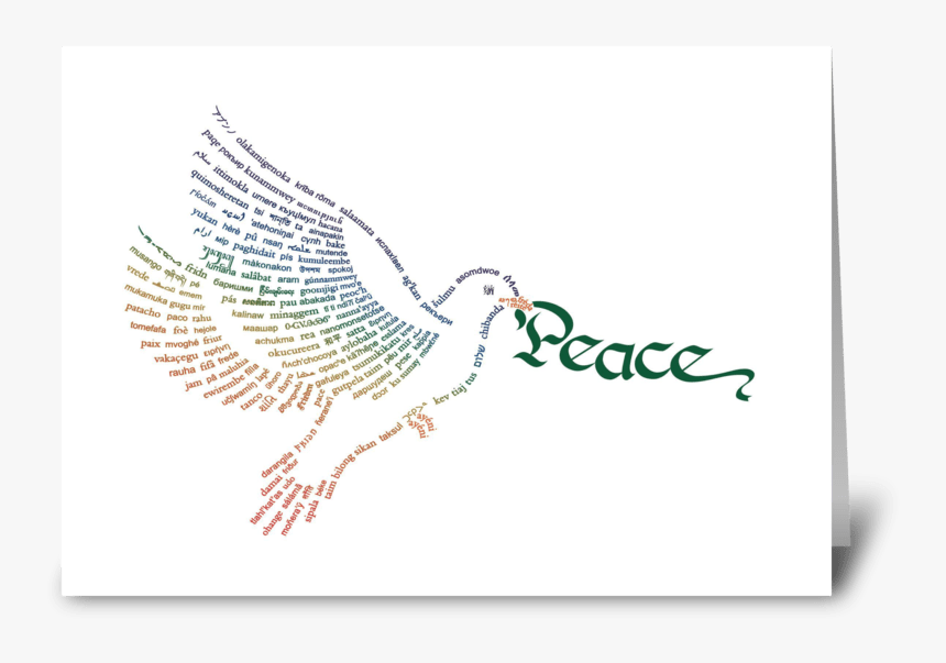 Wor D Peace Dove Greeting Card - Illustration, HD Png Download