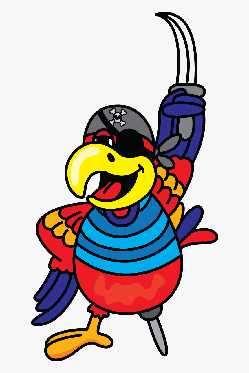 Pirate Parrot Drawing - Cartoon Pirate Parrot Drawing, HD Png Download
