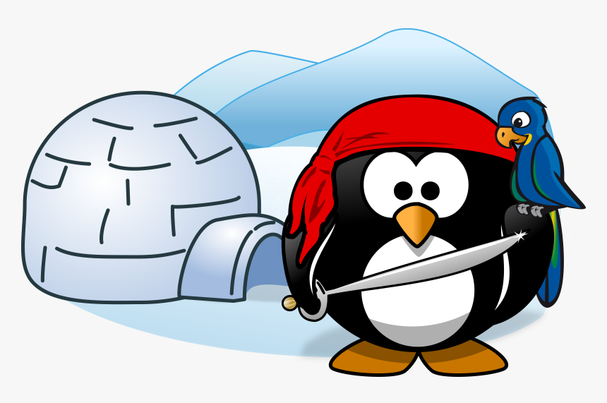 Pirate, Tux, Animal, Bird, Cold, Ice, Igloo, Parrot - Penguin And Igloo Cartoon, HD Png Download
