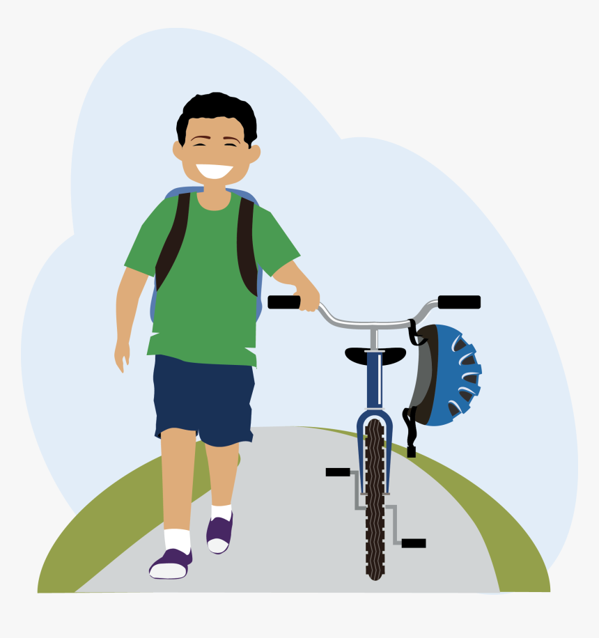 Kids Walking To School Clipart - Bike And Walk Clipart, HD Png Download