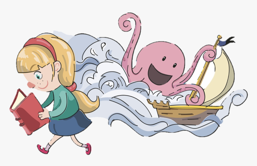 Reading While Walking Clipart - Niña Caminando Y Leyendo, HD Png Download