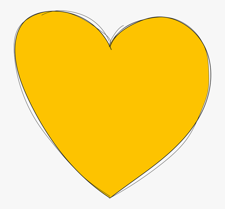 Heart, Yellow, Love, Form, Drawn By Hand - หัวใจ สี เหลือง Png, Transparent Png