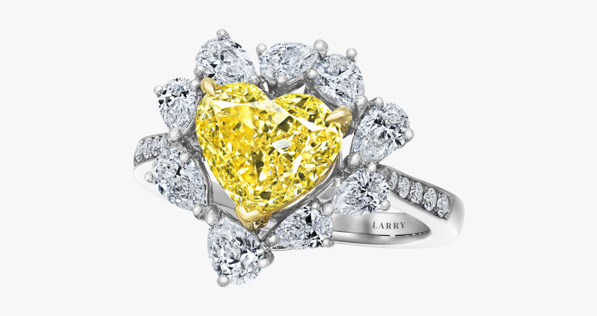 Heart Shape Fancy Yellow Diamond Ring, HD Png Download