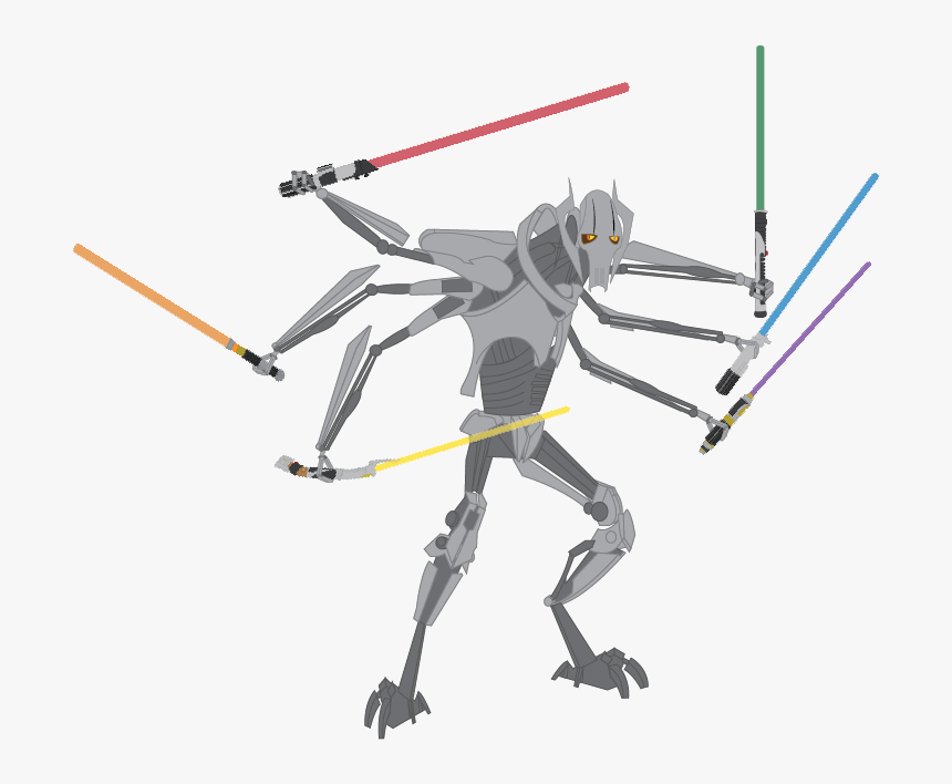General Grievous With Light Sabers , Png Download - Cartoon, Transparent Png