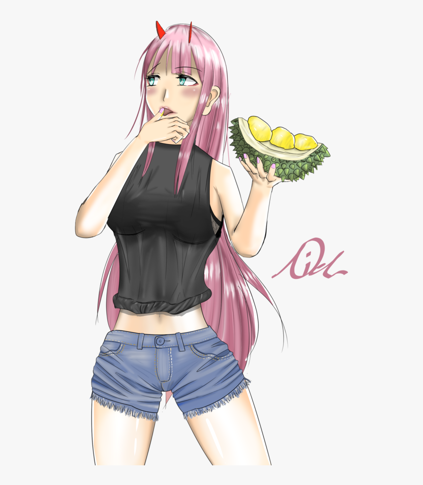 Zero Two Eating Durians - Cartoon, HD Png Download