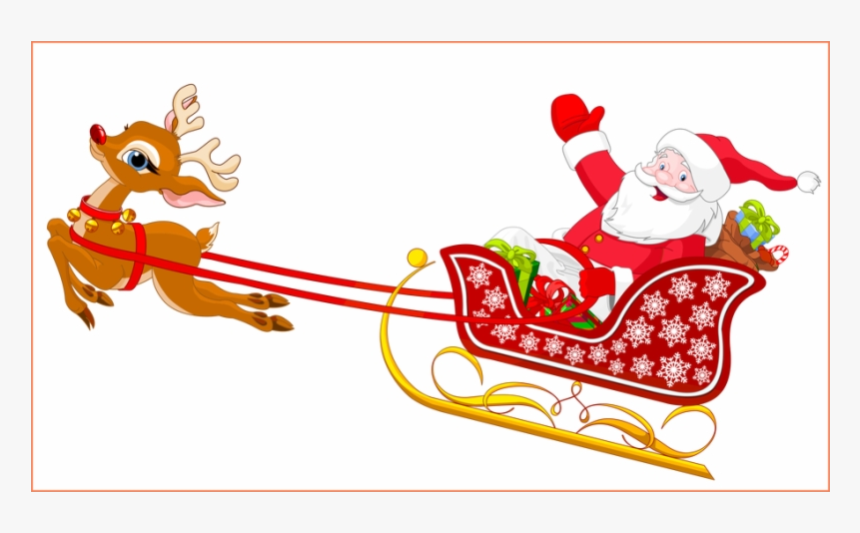 Sleigh Royalty Free Stock Amazing Santa And Reindeer - Santa Sleigh Clipart, HD Png Download