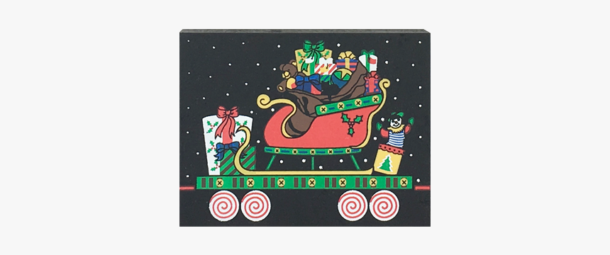 Santa S Sleigh Train Car From Vintage North Pole Handcrafted - Wooden Block, HD Png Download