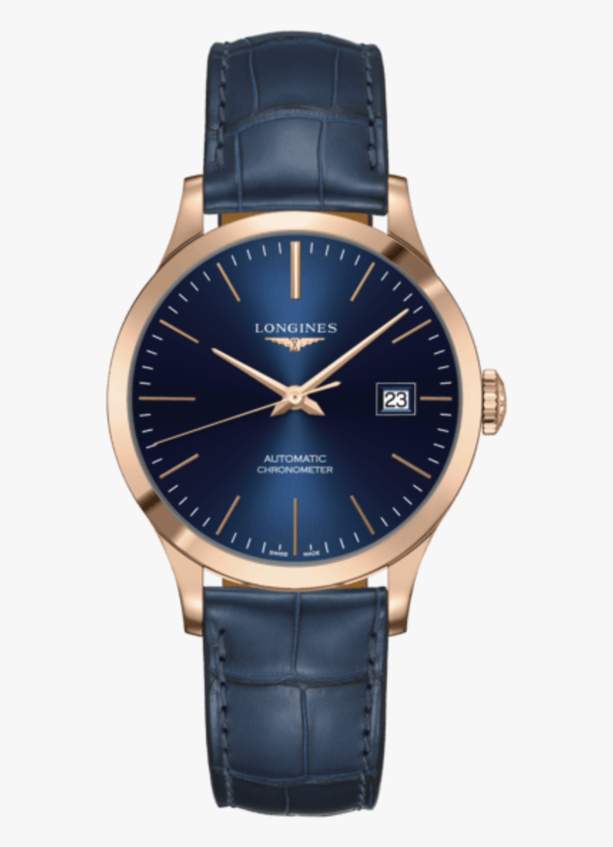 Longines Record Watch Blue Dial Rose Gold Blue Strap - Longines Record L2 821.4 96.4, HD Png Download