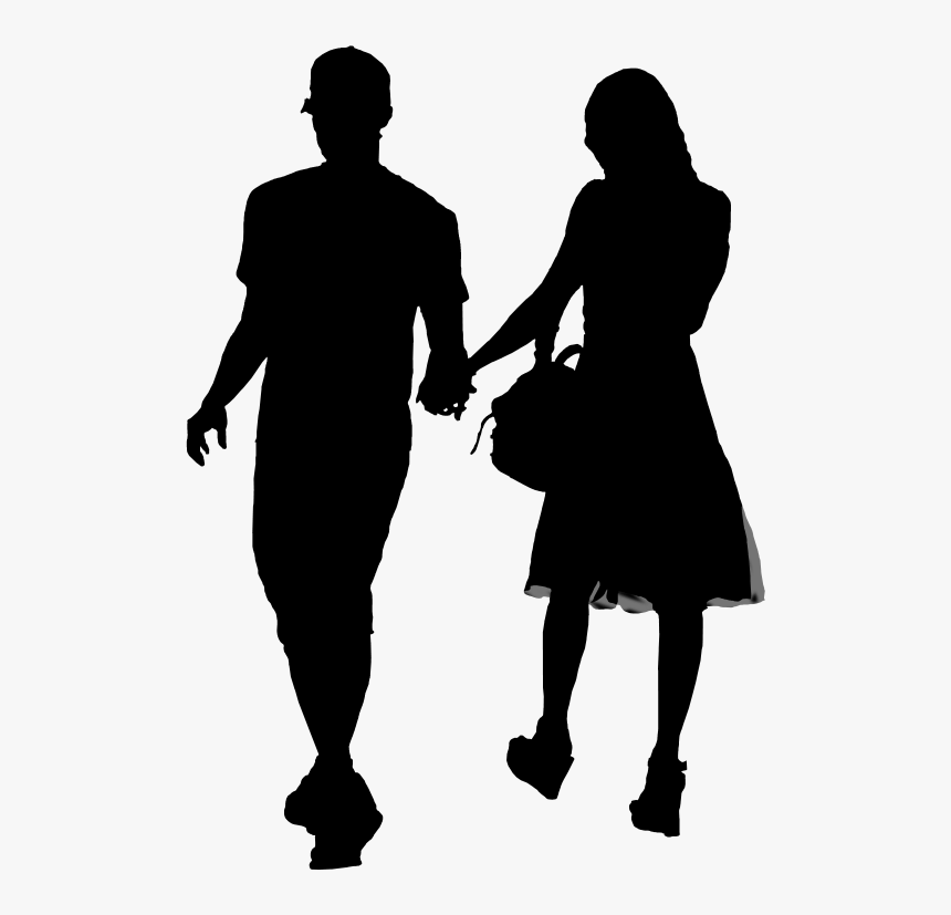 Clip Art Silhouette Girl Boy Image - Girl And Boy Silhouette, HD Png Download
