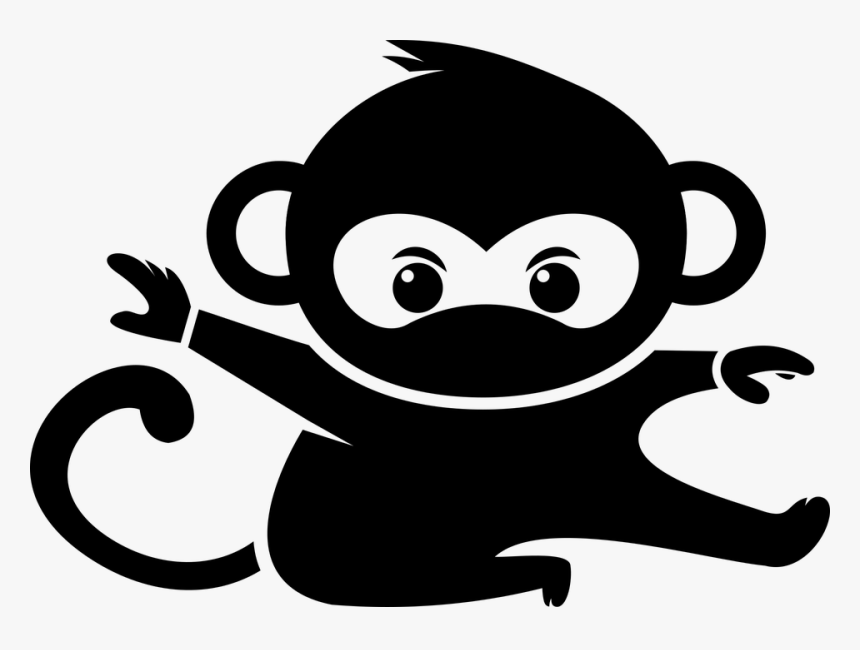 Silhouette, Funny, Cute, Animal, Character, Ninja - Ninja Monkey Silhouette, HD Png Download
