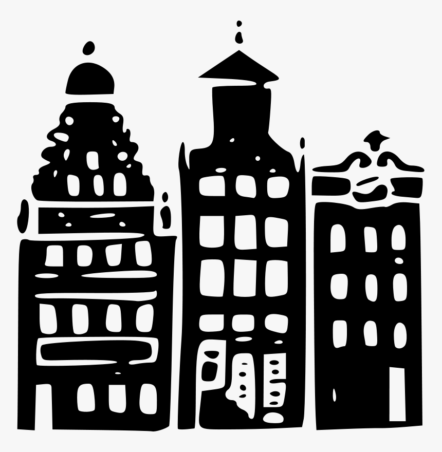 Town Silhouette Png - Black And White Old Town Clipart, Transparent Png