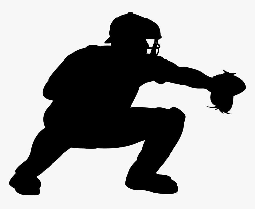 Baseball Player Catcher Silhouette, HD Png Download