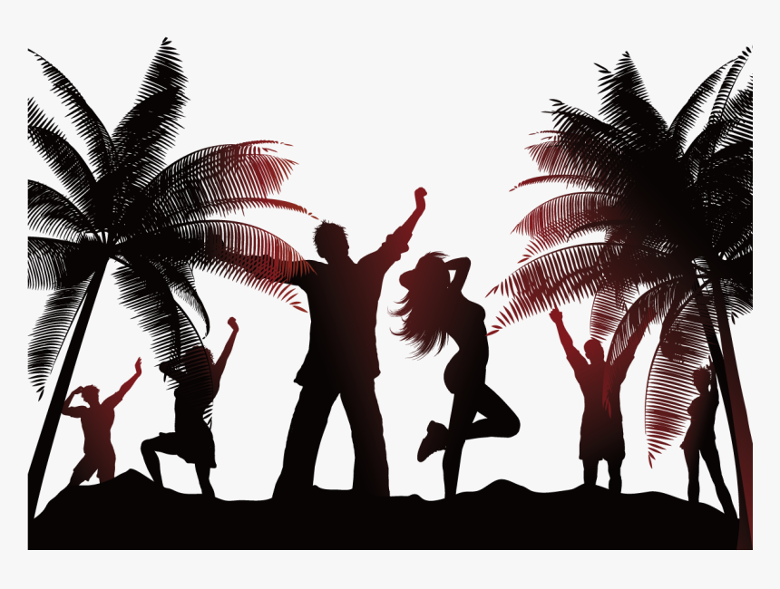 Beach Silhouette Png - Silhouette Beach Party Png, Transparent Png