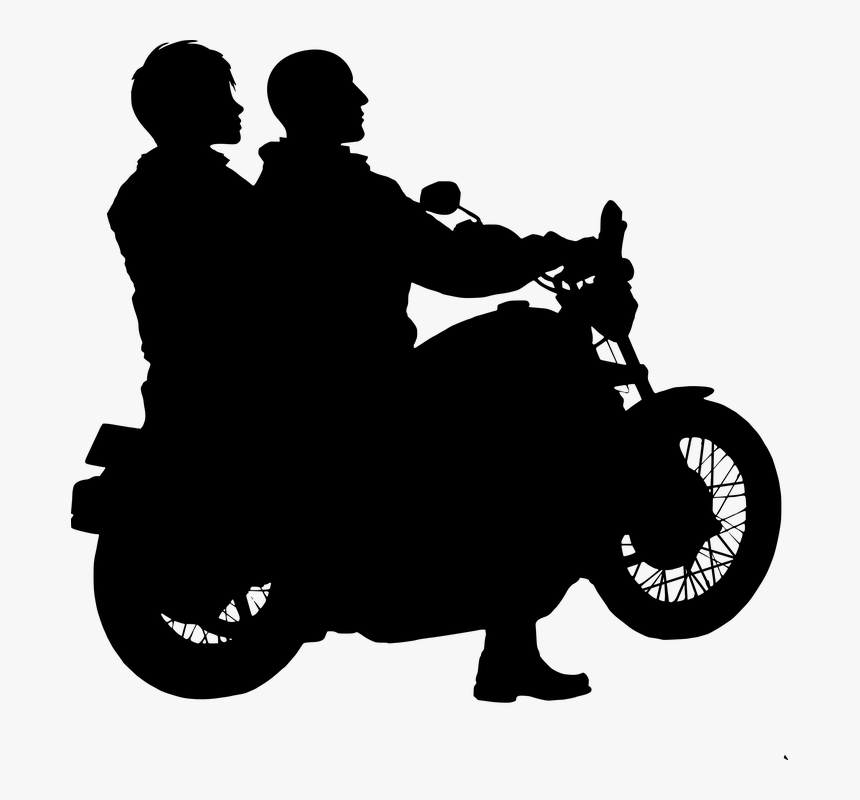 Motorcycle, Couple, Rider, Silhouette, Adventure, Biker - Motorcycle Silhouette, HD Png Download