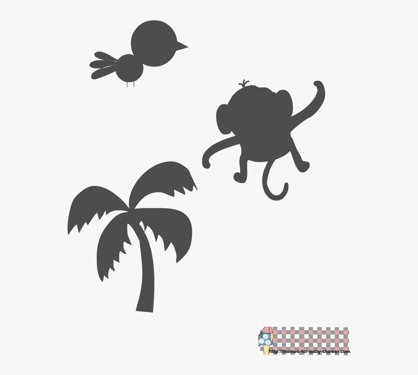 Baby Monkey Silhouette , Png Download - Stencil Safari Baby, Transparent Png