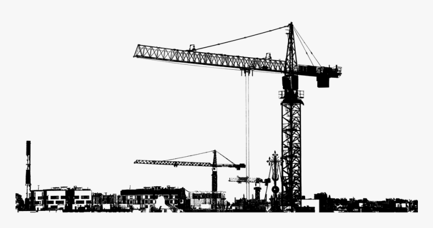 Cranes, Cityscape, Silhouette, City, Industrial - Silhouette Of City Construction, HD Png Download