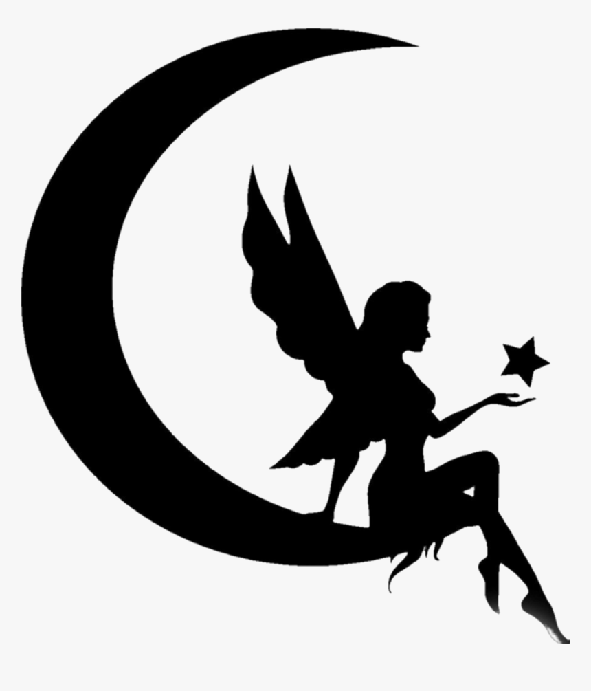 #freetoedit #silhouette #art #night #sky #moon #disney - Fairy On Moon Silhouette, HD Png Download