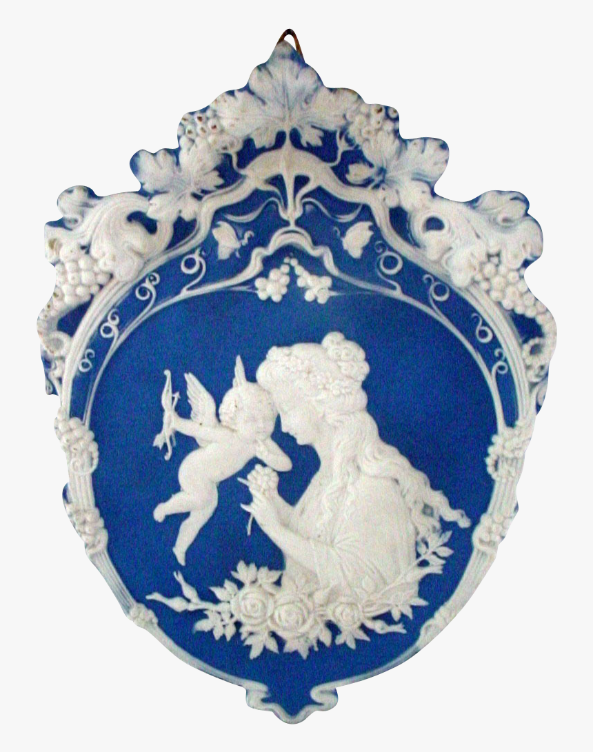 German Jasperware Plaque With Ornate Border Woman And - Emblem, HD Png Download
