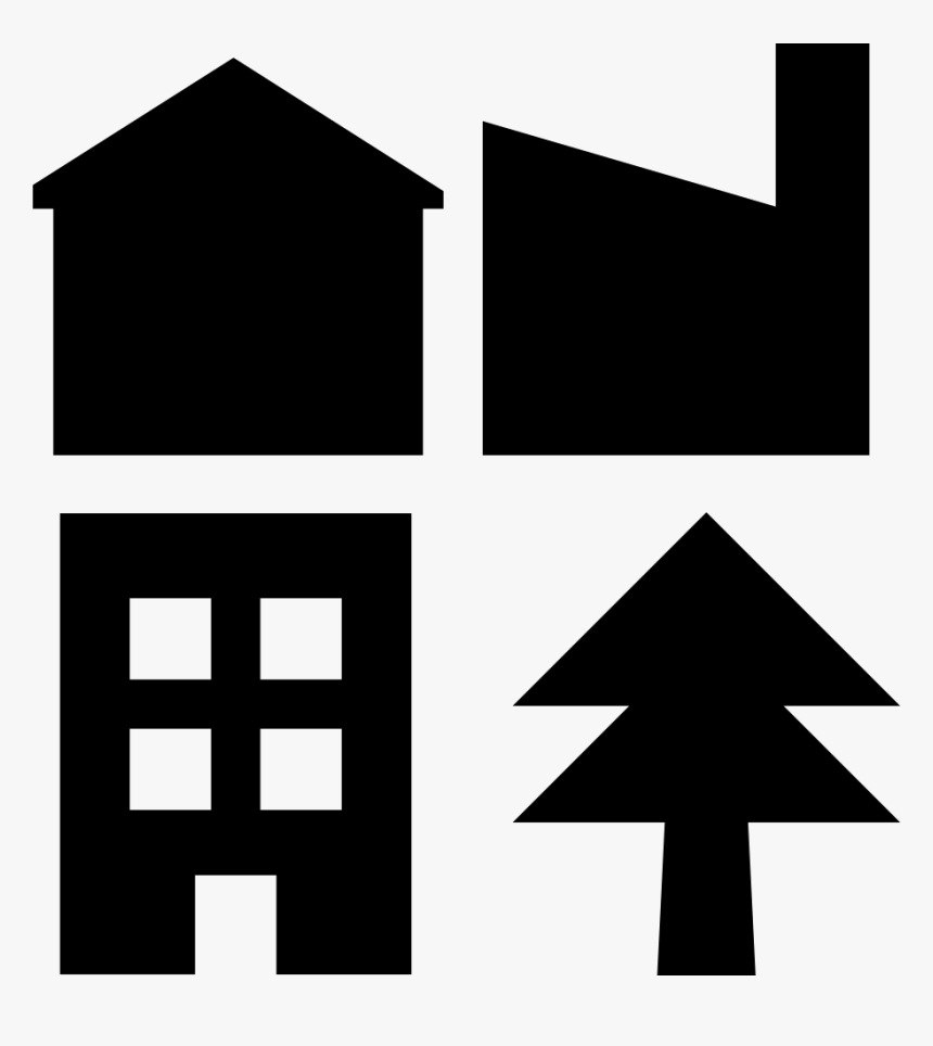 Building Silhouettes And Tree - Sign, HD Png Download