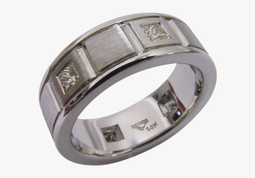 Mens Wedding Ring With Princess Cut Diamonds, HD Png Download
