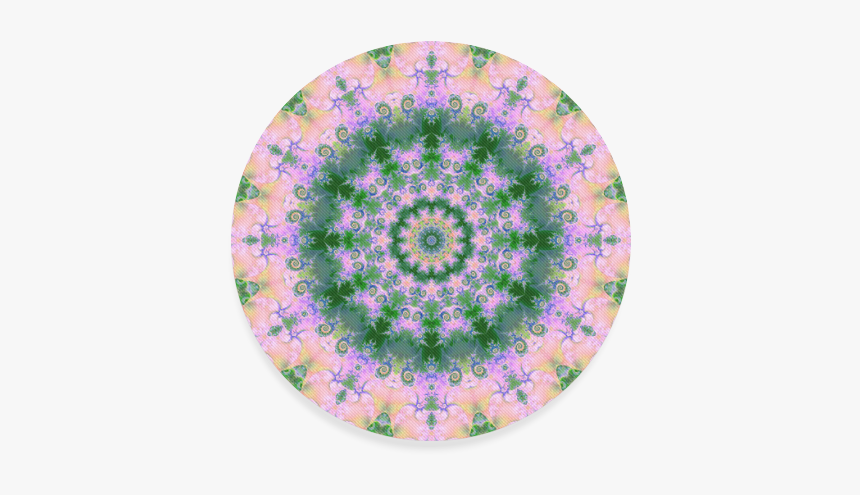 Rose Pink Green Explosion Of Flowers Mandala Round - Circle, HD Png Download