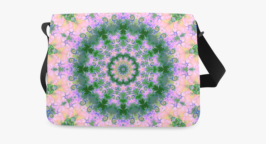 Rose Pink Green Explosion Of Flowers Mandala Messenger - Messenger Bag, HD Png Download