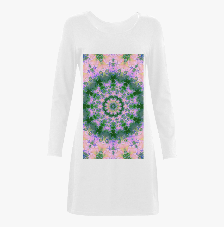 Rose Pink Green Explosion Of Flowers Mandala Demeter - Chrysanths, HD Png Download