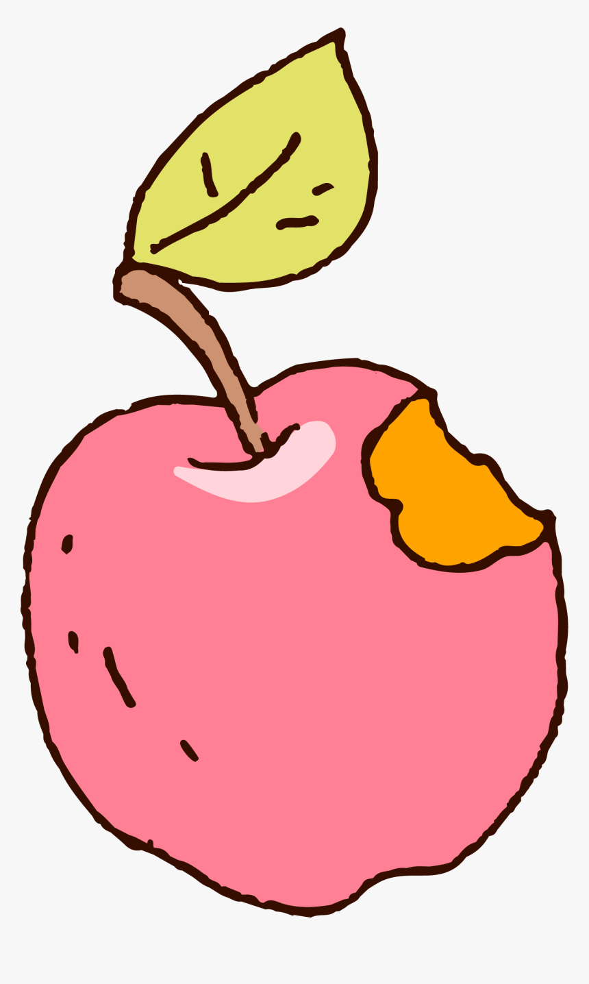 Drawing Apple Bite - Pink Apple Drawing, HD Png Download