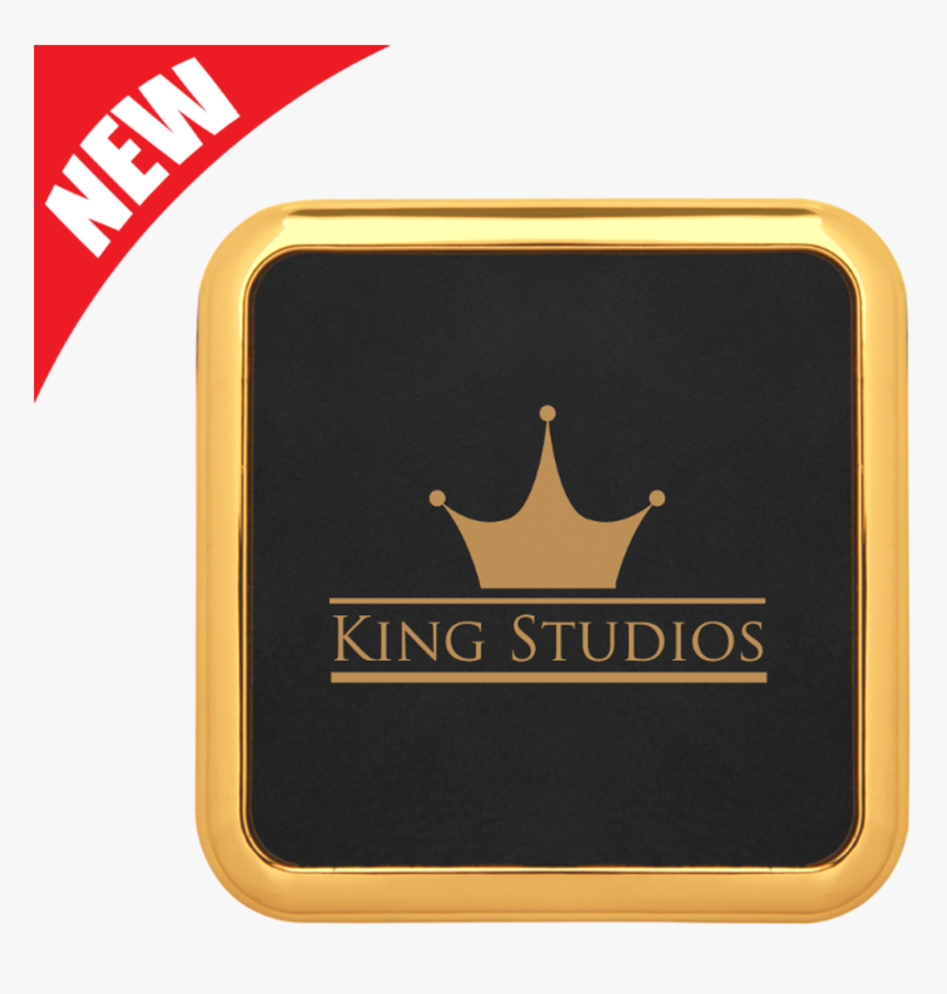 Square Black Leatherette Coaster With Gold Edge - Emblem, HD Png Download