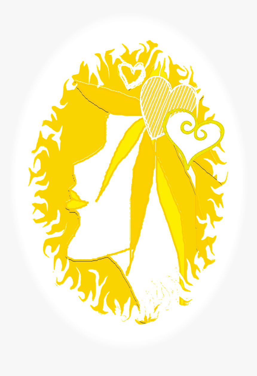 Sunny Yellow And White Face With Two Hearts, HD Png Download