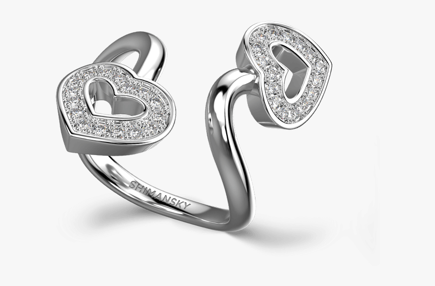 Two Hearts Twisted Pave Ring 18k White Gold - Body Jewelry, HD Png Download