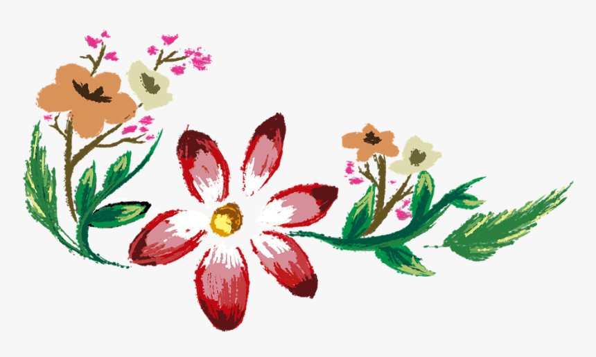 Flowers, Painted, Floral, Summer, Spring, Decoration - Kytky Malované, HD Png Download