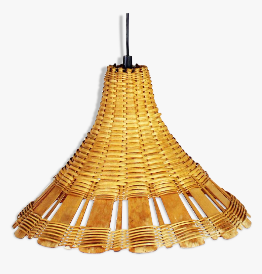 Vintage Wicker Hanging Lamp Chinese Hat 
 Src Https - Ceiling Fixture, HD Png Download