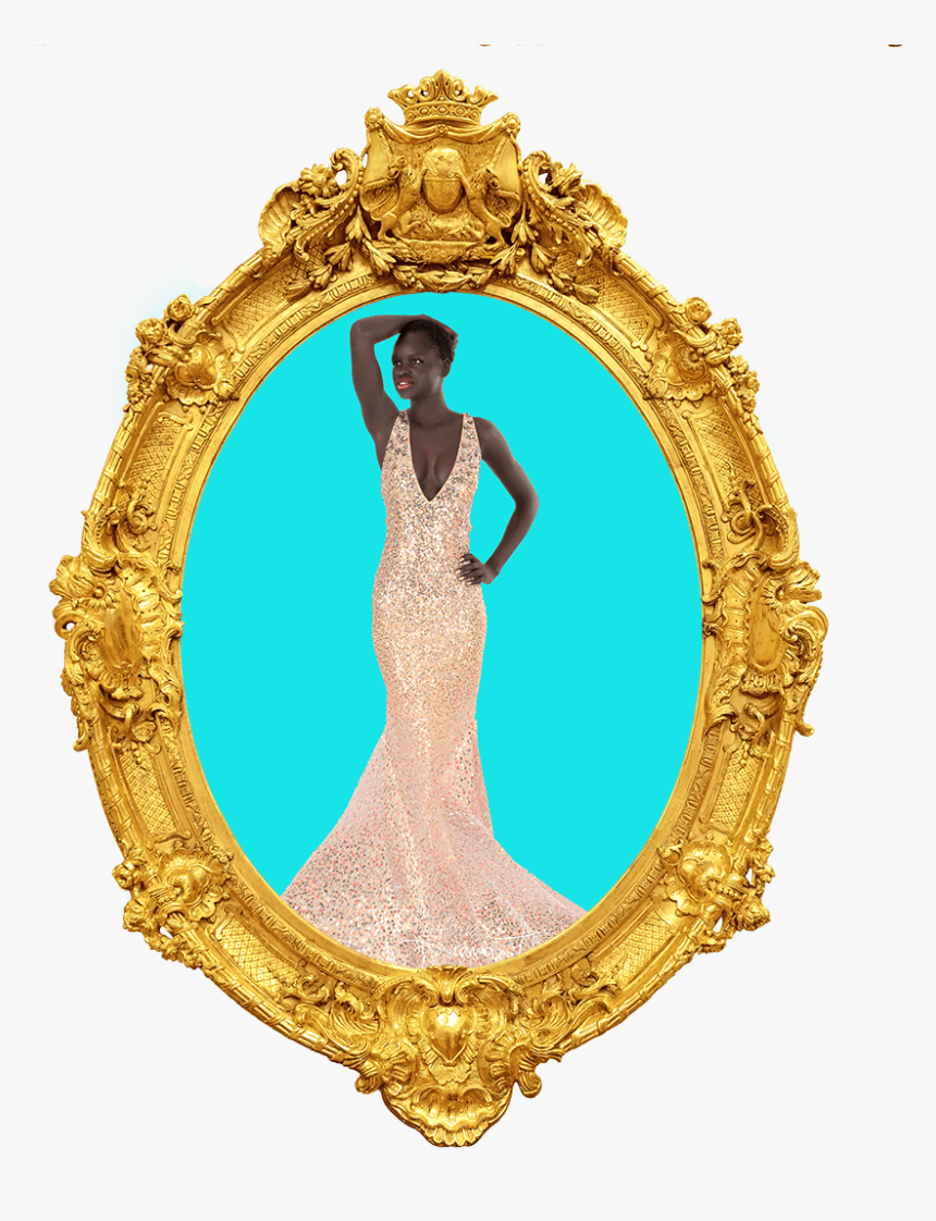 Beautifl Black Model In A Gold Frame - Gold Arch Design Png, Transparent Png