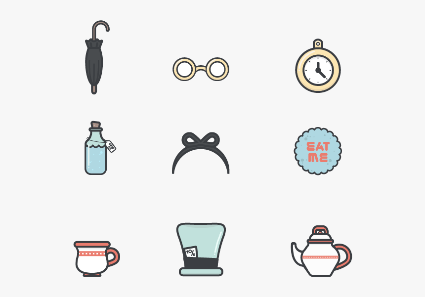 Alice In Wonderland Icons Icons Wonderland In Alice - Alice In Wonderland Icons, HD Png Download