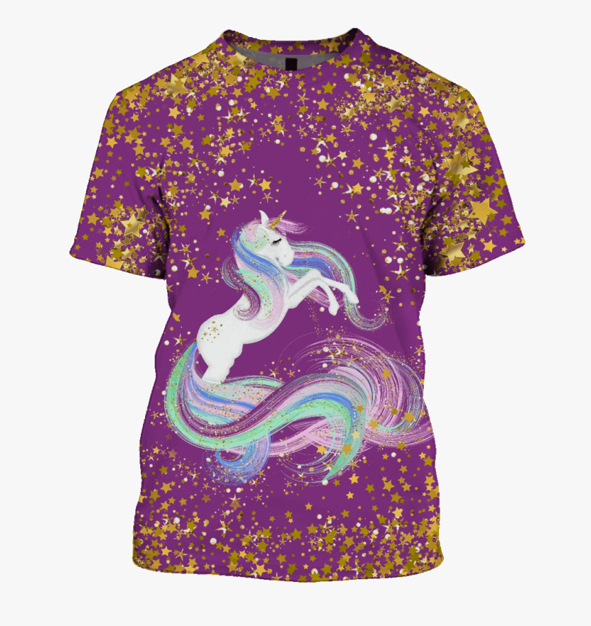 Gearhuman 3d Golden Stars Around Unicorn Custom T-shirt - Hình Nền Máy Tính Unicon, HD Png Download
