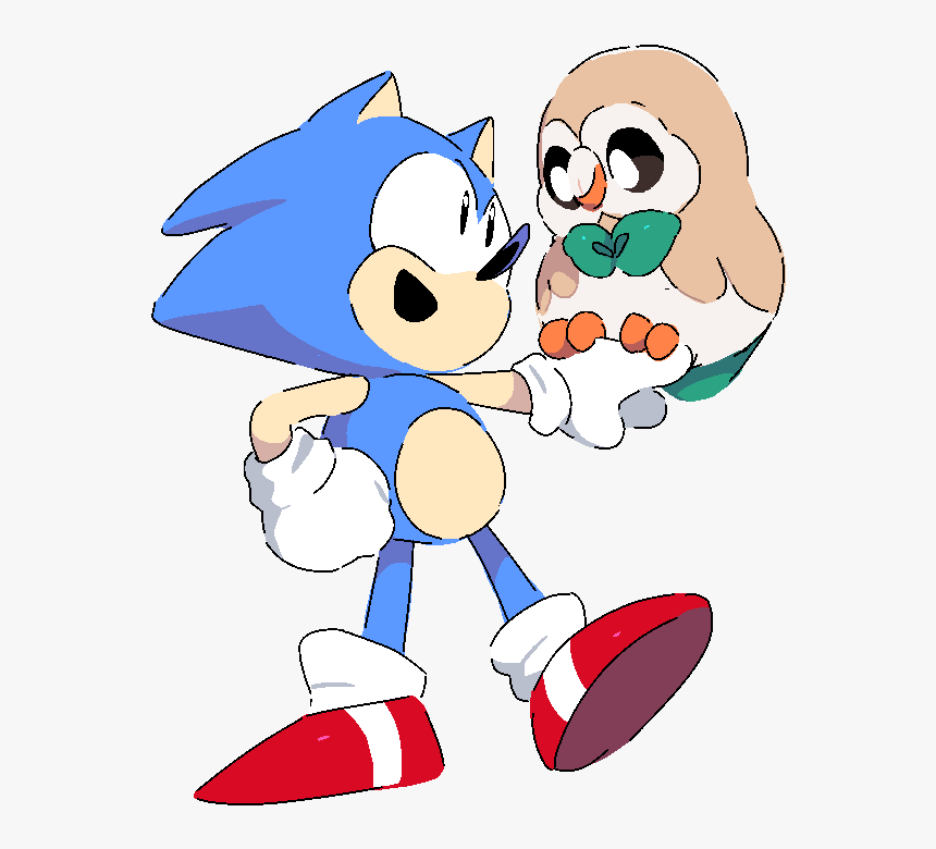Rowlet And Classic Sonic - Sonic And Rowlet, HD Png Download