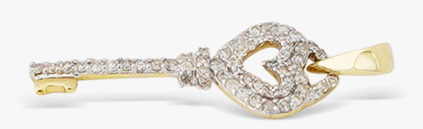 10k Yellow Gold Diamond Heart Key - Pre-engagement Ring, HD Png Download