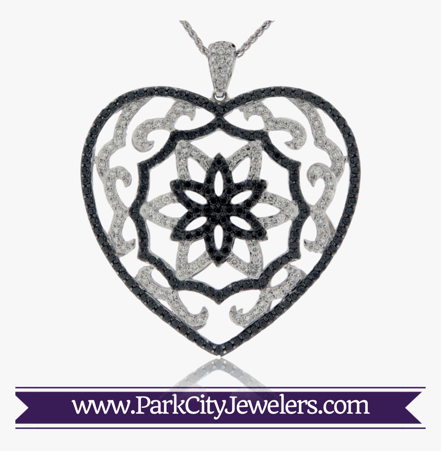White And Black Diamond Heart Pendant - Park City Jewelers Ivory Ring, HD Png Download