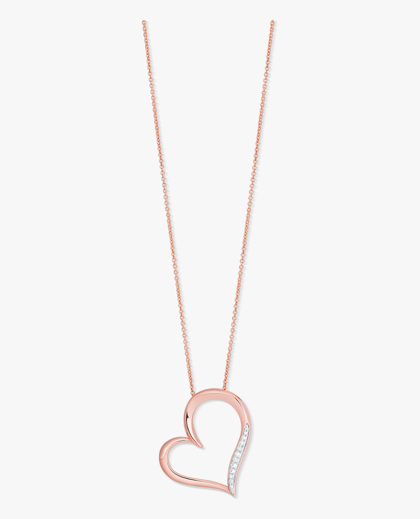 06tdw Diamond Heart Angled Slider Pendant Chain - Locket, HD Png Download