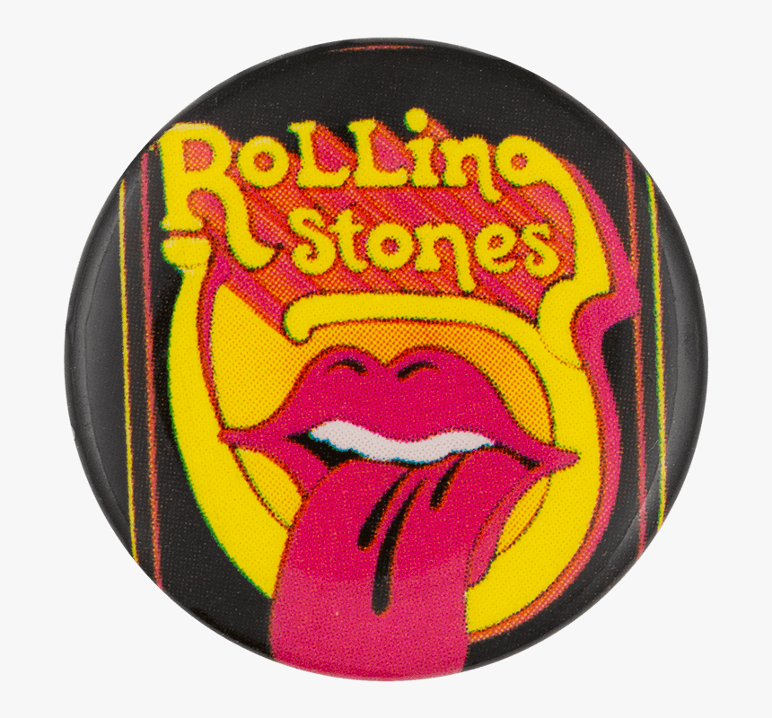 Rolling Stones Mouth On Yellow Music Button Museum - Circle, HD Png Download