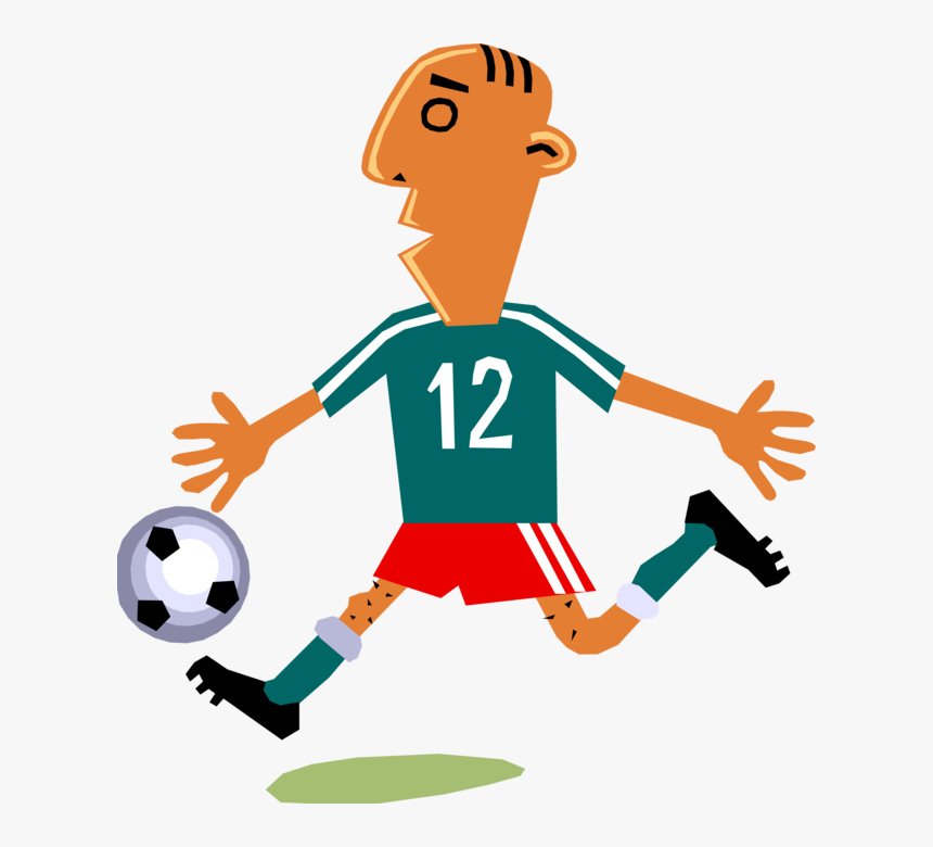 Vector Illustration Of Sport Of Soccer Football Player - Cartoon Soccer Player Kicking Ball, HD Png Download